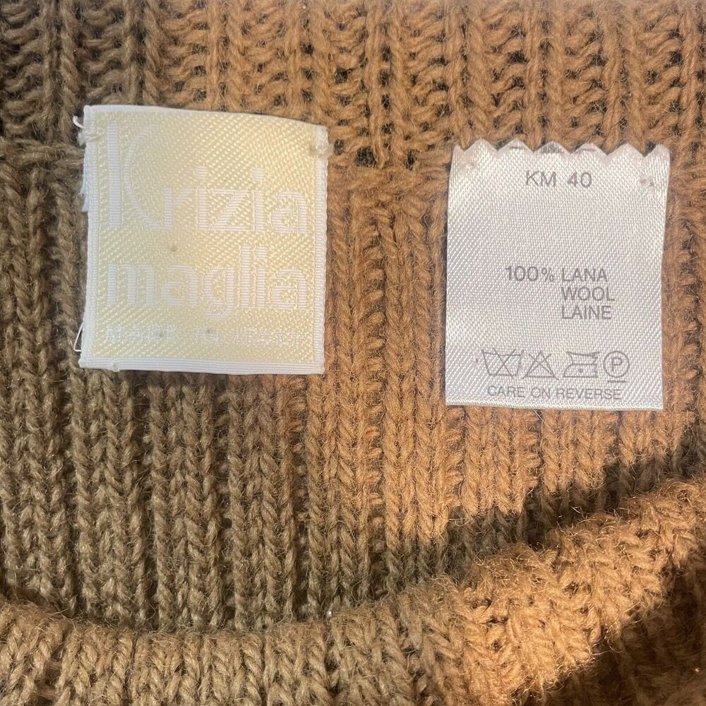 VTG Womens Krizia Maglia caramel 100% Wool knit fall skirt Italy 40 - Picture 7 of 8